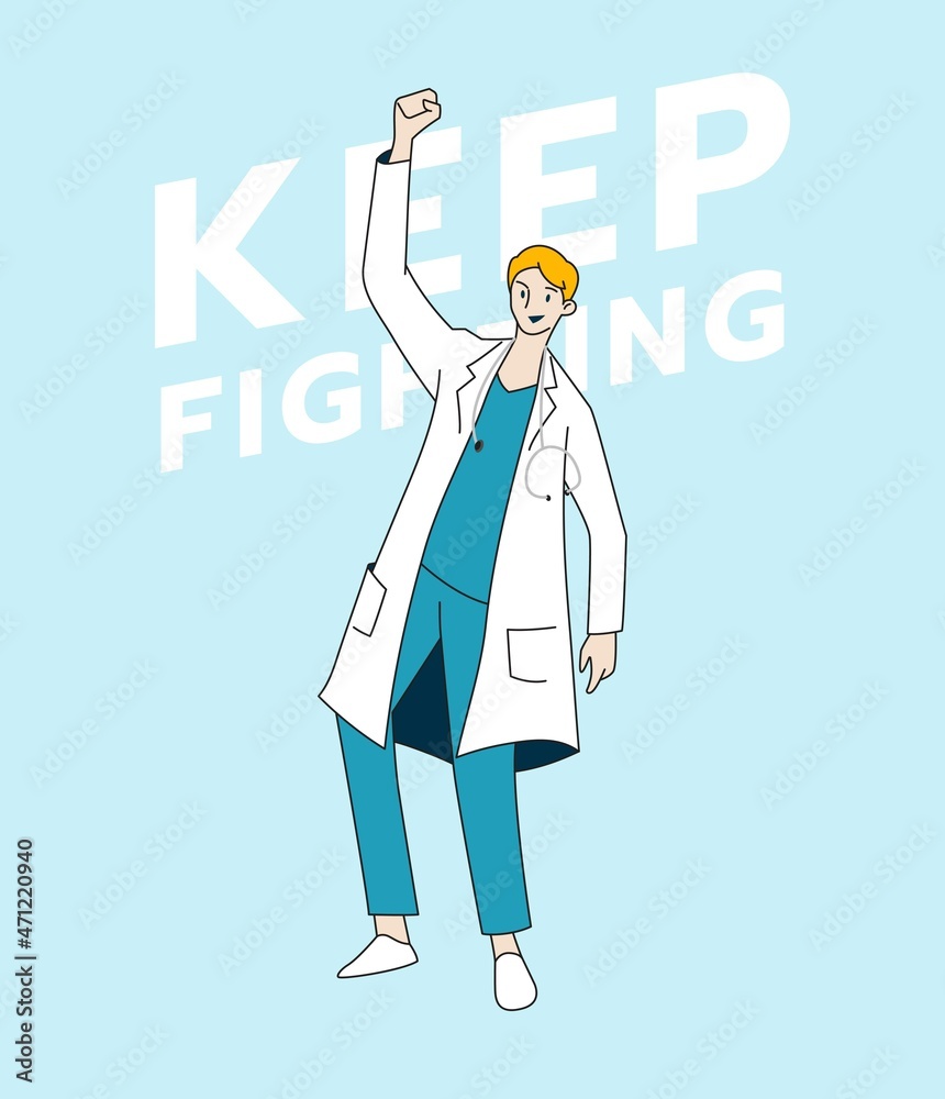Male doctor or medical staff characters cheer up. Healthcare and medical concept. Hand draw style. Vector illustration. Male doctor or medical staff characters cheer up. Healthcare and medical concept. Hand draw style. Vector illustration.