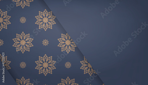 Background in blue with abstract brown pattern and space for text