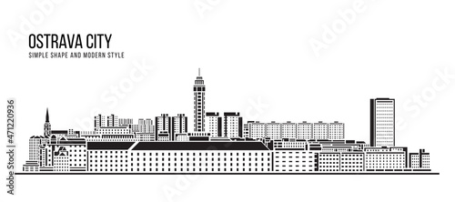 Cityscape Building Abstract Simple shape and modern style art Vector design - Ostrava city