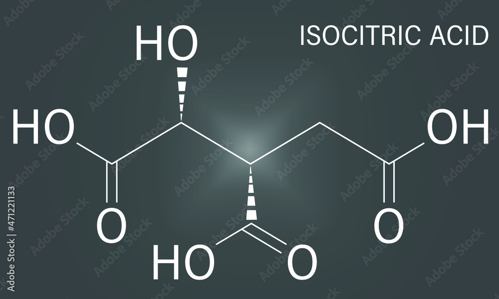 Isocitric acid molecule. Skeletal formula.	
