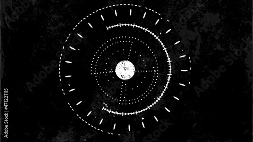 White Grunge Cyber Circle background with Black Background