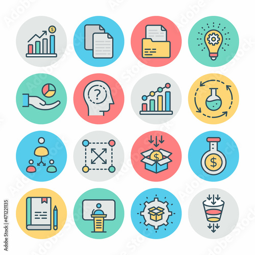 Business and Finance Filled Circle icons, stroked - Vectors