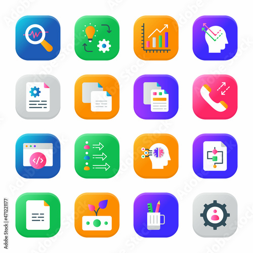 Business and Flat Circle icons, stroked - Vectors