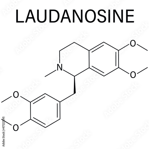 Laudanosine papaver alkaloid molecule. Skeletal formula.	 photo