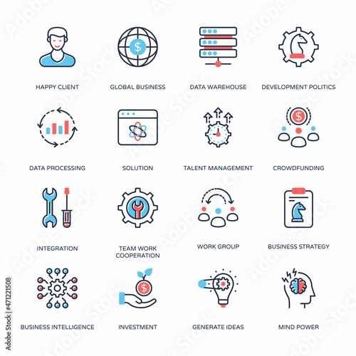 Business and Finance Filled Line icons, stroked - Vectors