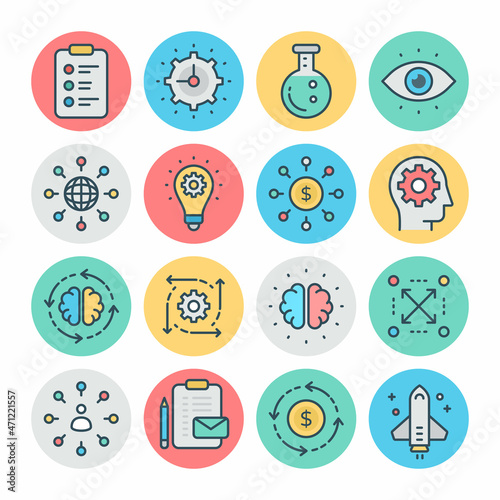 Business and Finance Filled Circle icons, stroked - Vectors