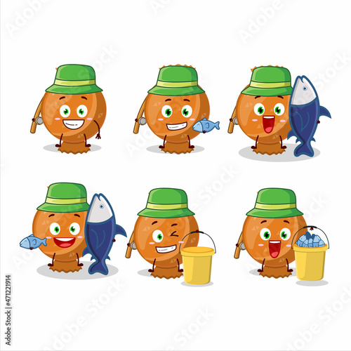 A fisherman orange candy wrap cartoon picture catch a big fish