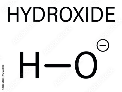 Hydroxide anion, chemical structure. Skeletal formula