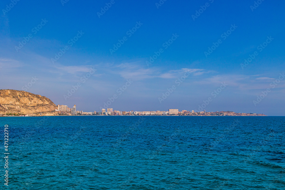  summer beach landscape in the spanish city of Alicante on a sunny day