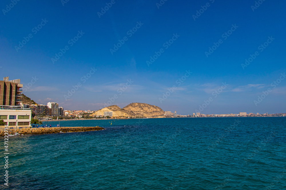  summer beach landscape in the spanish city of Alicante on a sunny day