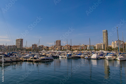 seaside landscape with yacht port in Alicante Spain on a summer warm sunny day © Joanna Redesiuk