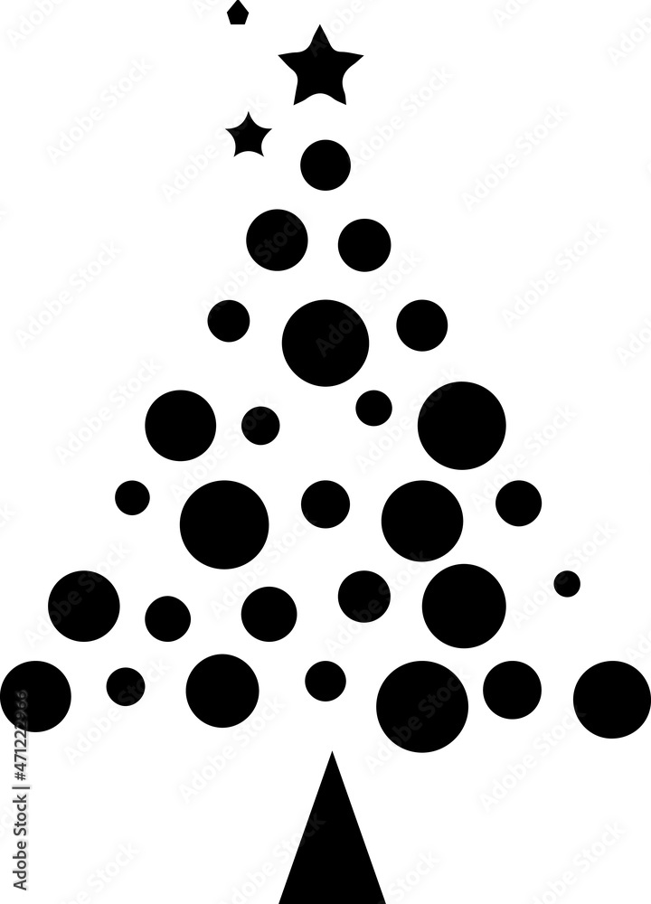 Fototapeta premium Christmas Tree, Set of Christmas trees, modern flat Icon Isolated on white background