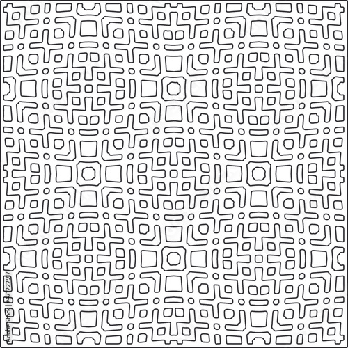 Vector pattern with symmetrical elements . Repeating geometric tiles from striped elements.Monochrome texture.Black and  white pattern for wallpapers and backgrounds.