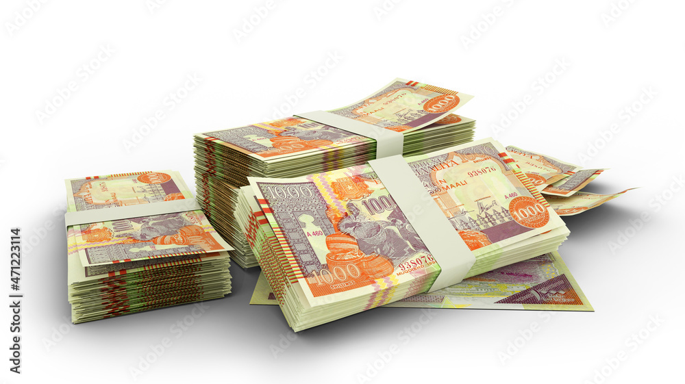 3D Stack of 1000 Somali shilling notes isolated on whited background. Somalian currency 3D Stack of 1000 Somali shilling notes isolated on whited background. Somalian currency