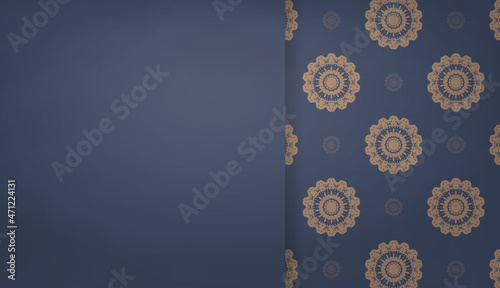 Background in blue with brown mandala pattern and place under your logo