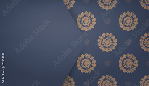 Background in blue with brown mandala pattern and place under your logo or text