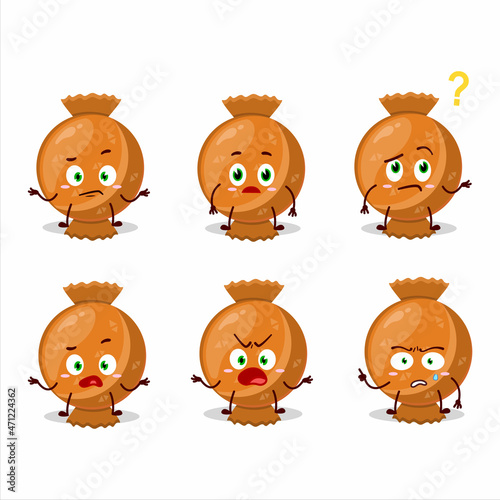 Cartoon character of orange candy wrap with what expression