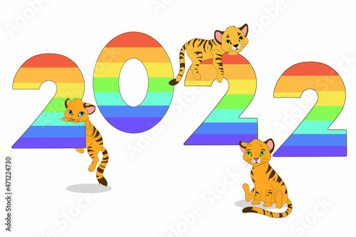 The symbol of the next year is a tiger, the illustration shows the date of the next year and the symbol.