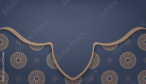 Background in blue with greek brown pattern and space for logo or text