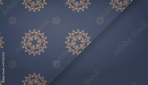Background in blue with greek brown pattern and space for your logo or text