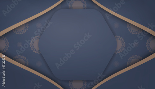 Background in blue with greek brown pattern for logo design