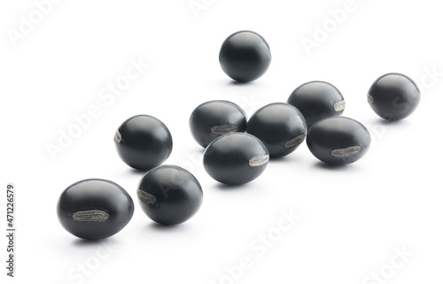 Group of organic green kernel black bean isolated on white background - Clipping path included