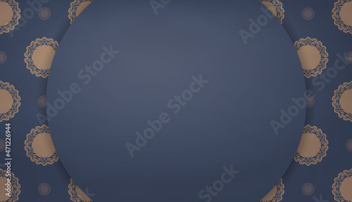 Background in blue with indian brown ornaments and space for your logo