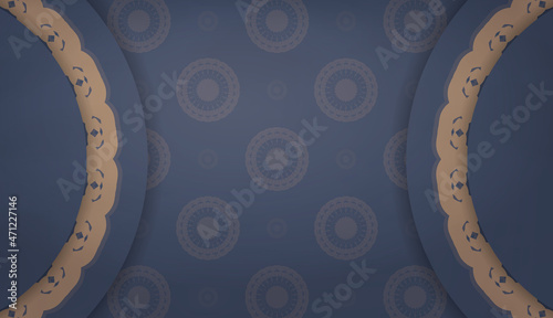 Background in blue with indian brown ornaments for design under the text