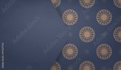 Background in blue with indian brown ornaments for design under your text