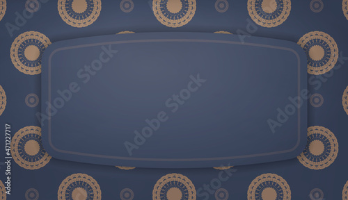 Background in blue with indian brown ornaments for logo design