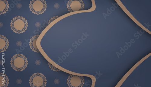 Background in blue with indian brown ornaments for logo design
