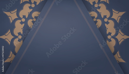 Background in blue with indian brown pattern and place for logo or text