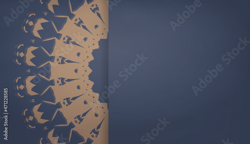 Background in blue with indian brown pattern and space for your logo or text
