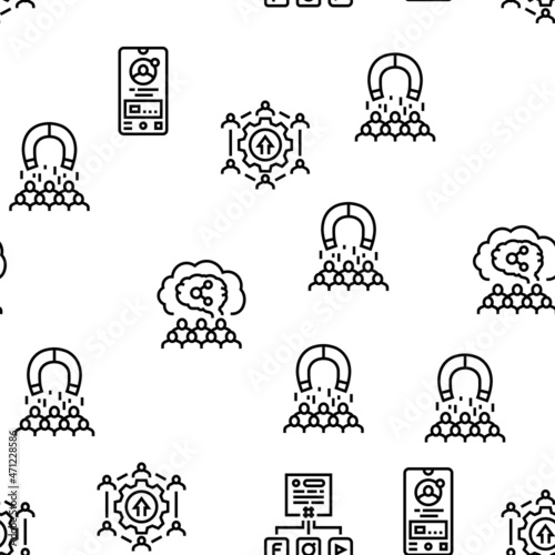 Social Networking Online App Vector Seamless Pattern Thin Line Illustration