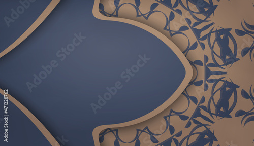Background in blue with indian brown pattern for design under the text