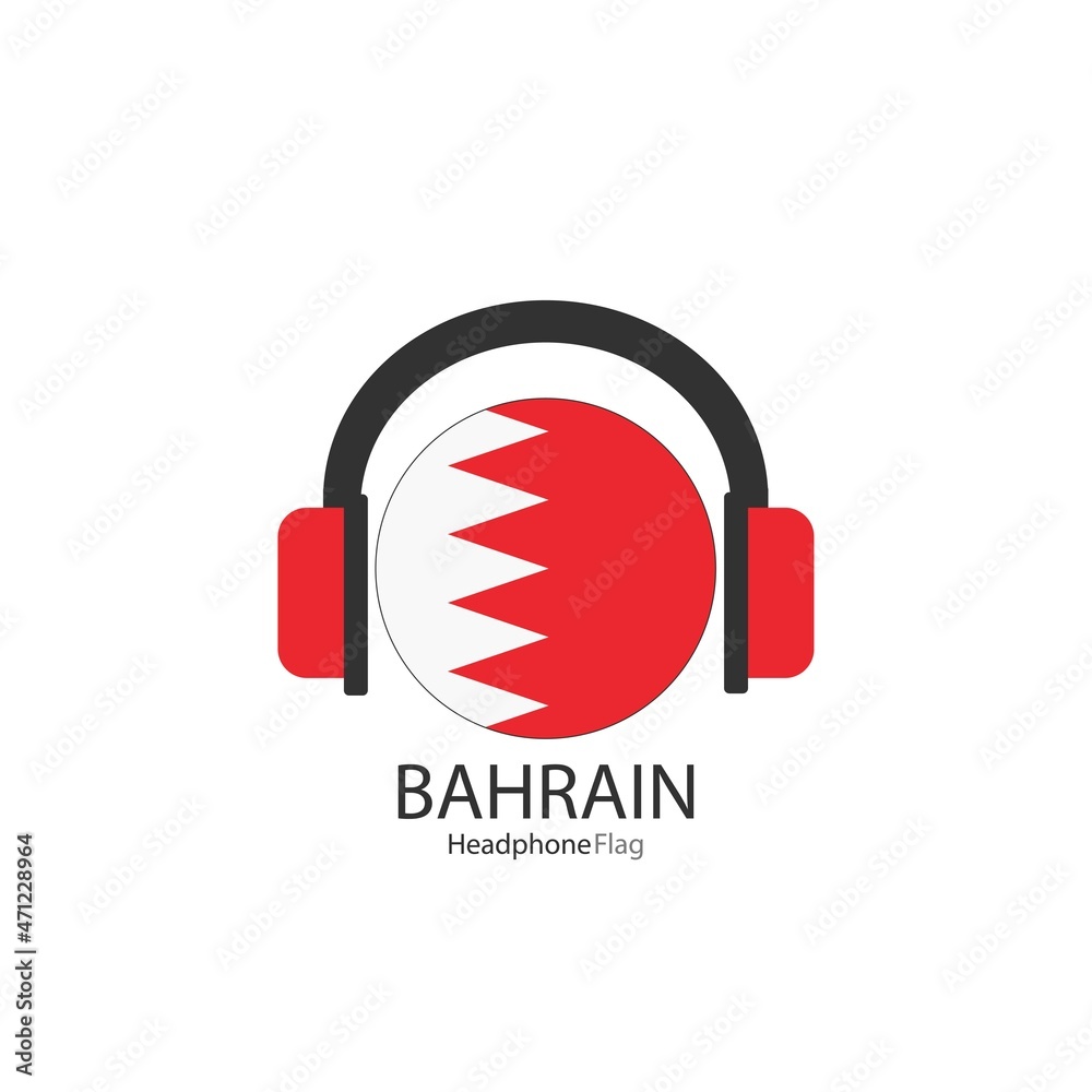Bahrain headphone flag vector on white background. Bahrain headphone flag vector on white background.