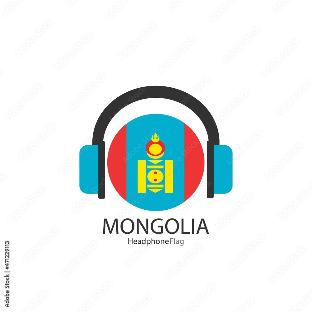 Mongolia headphone flag vector on white background.