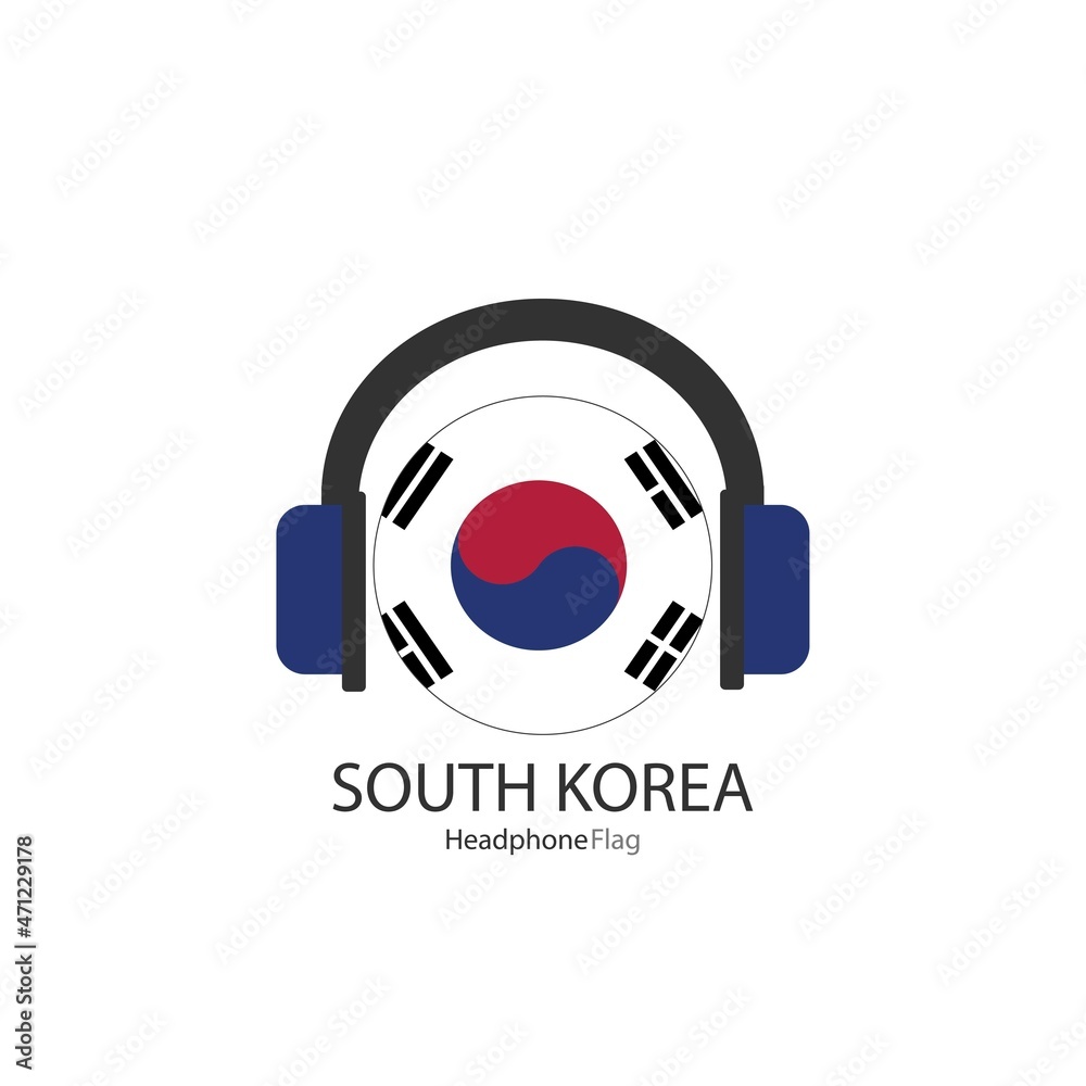 South Korea headphone flag vector on white background. South Korea headphone flag vector on white background.