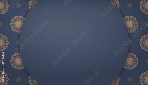 Background in blue with luxurious brown ornaments for design under your text