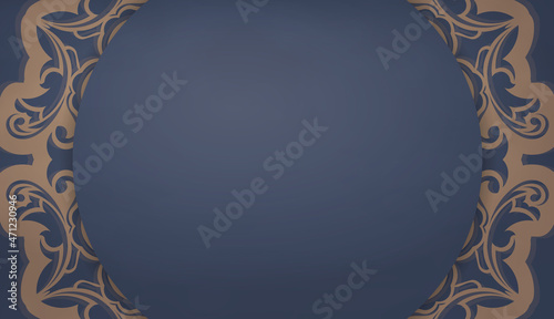 Background in blue with luxurious brown pattern for design under your logo