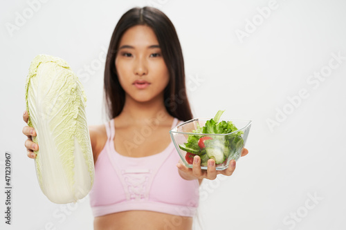 woman of asian appearance plate of beijing cabbage salad healthy food © SHOTPRIME STUDIO