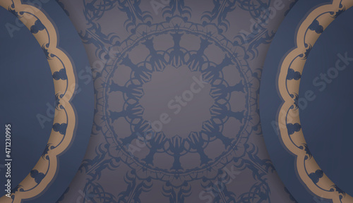 Background in blue with luxurious brown pattern for design under your logo or text