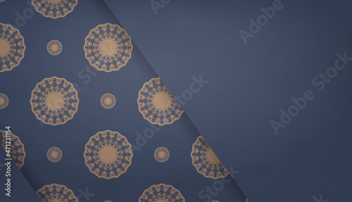 Background in blue with luxurious brown pattern for design under your text