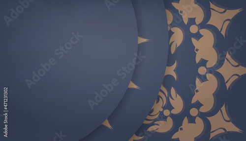 Background in blue with luxurious brown pattern for logo or text design