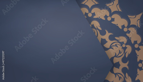 Background in blue with vintage brown ornament and space for logo or text
