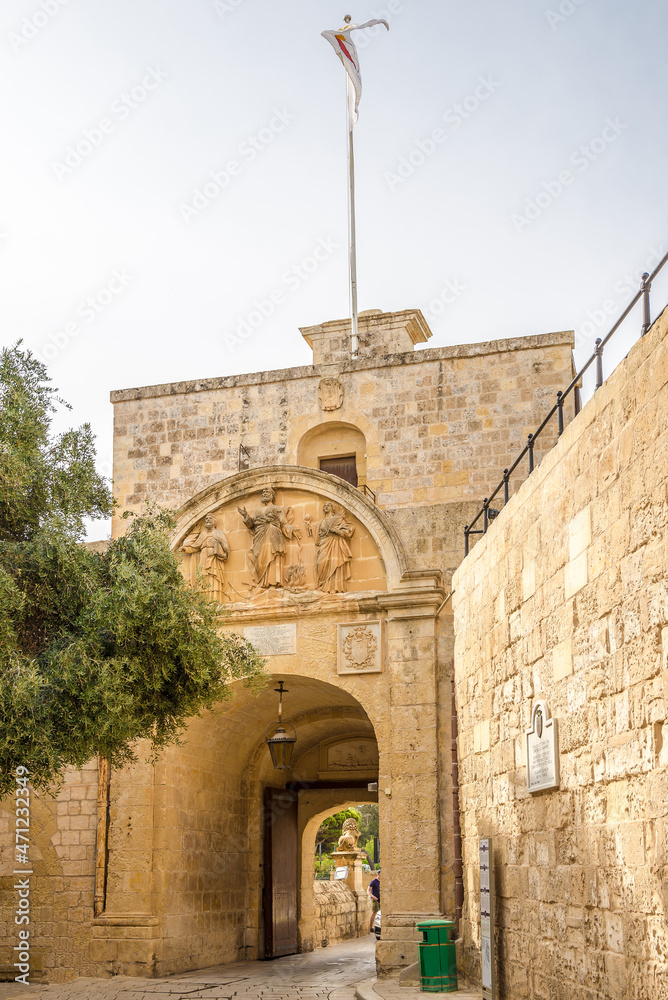View at the Main Gate (Vilhena Gate) from Mdina town - Malta