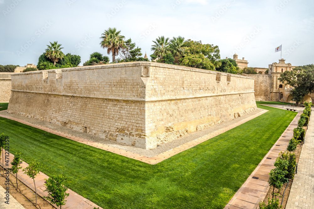 View at the Fortification Wall of Mdina town - Malta