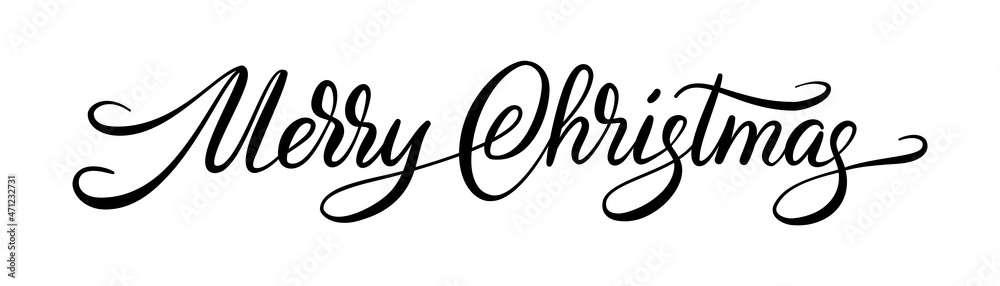 Merry Christmas hand written text. Black Merry Christmas letters ...