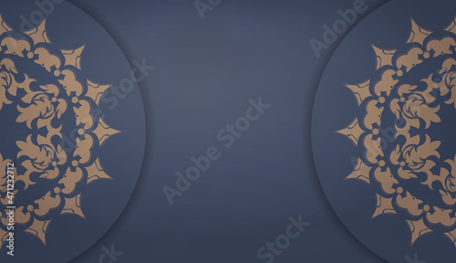 Background in blue with vintage brown ornaments and place for logo or text