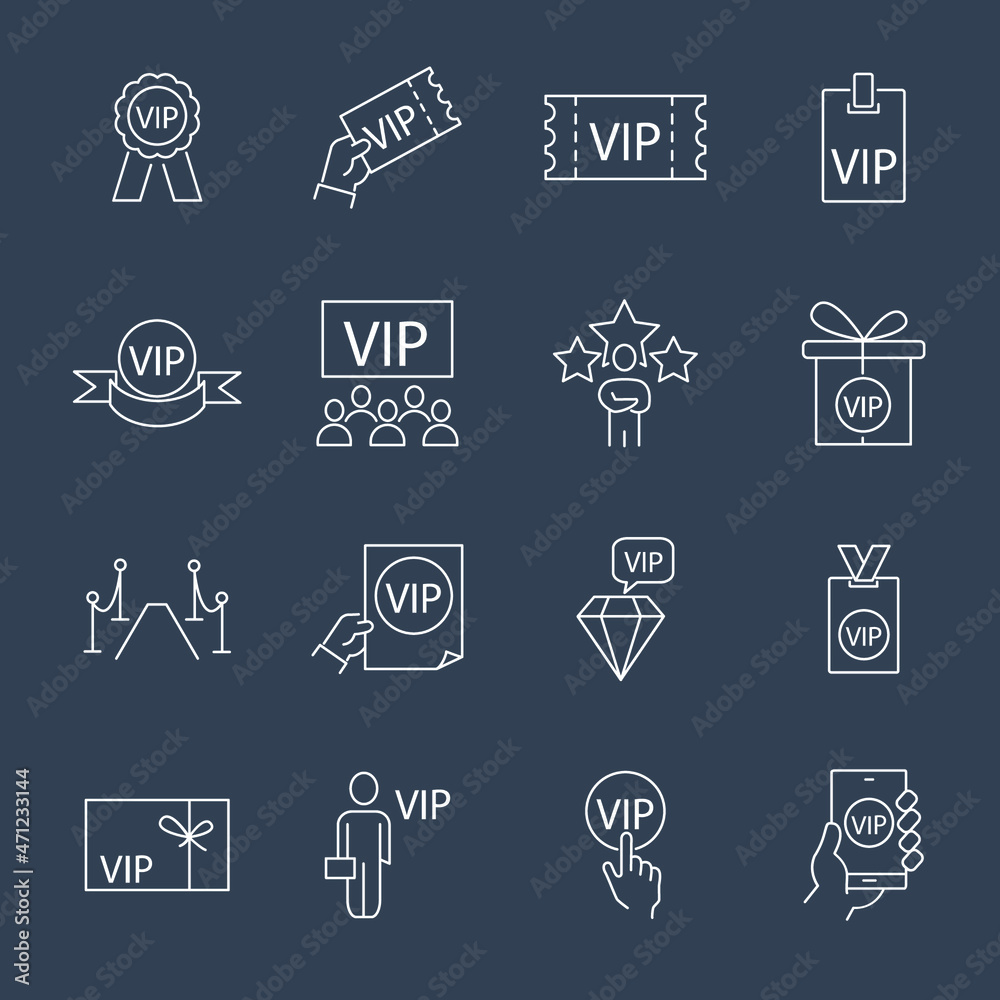 VIP icons set.VIP Conference pack symbol vector elements for infographic web